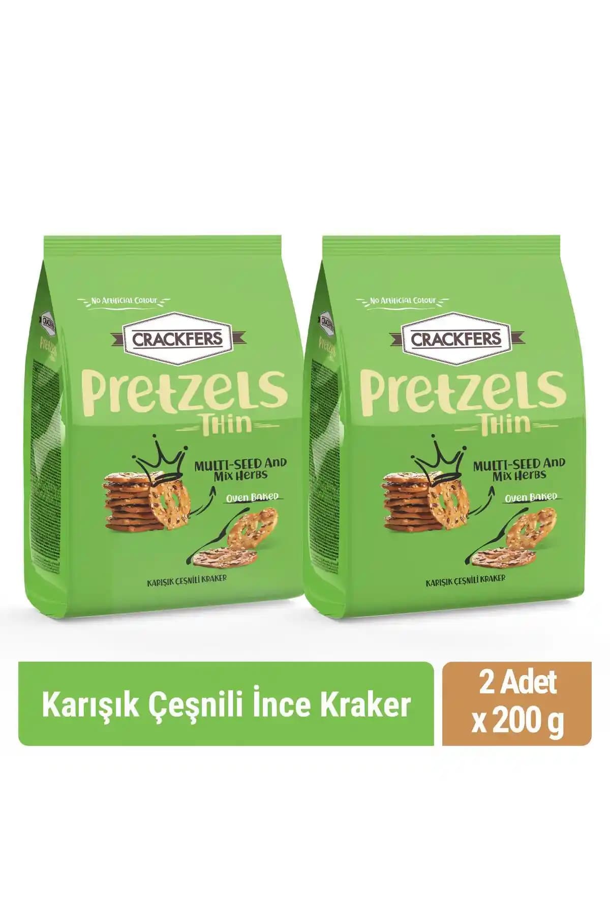 Crackfers Pretzel Karışık Çeşnili 200 gr x 2 Adet Lezzetli ve Aromatik Atıştırmalık