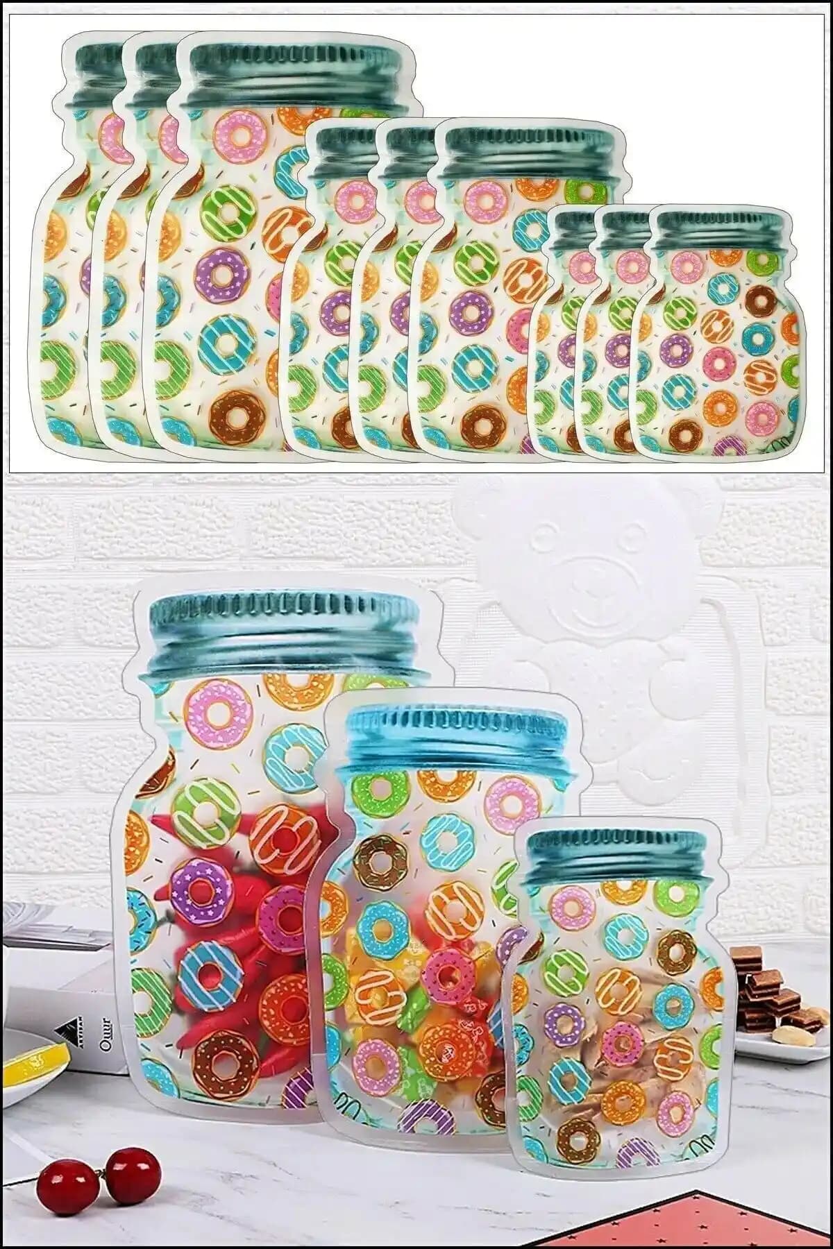 Dream Plus 9'lu Kavanoz Görünümlü Kilitli Saklama Kabı Seti Mutfak Düzeni ve Gıda Saklama Çözümü