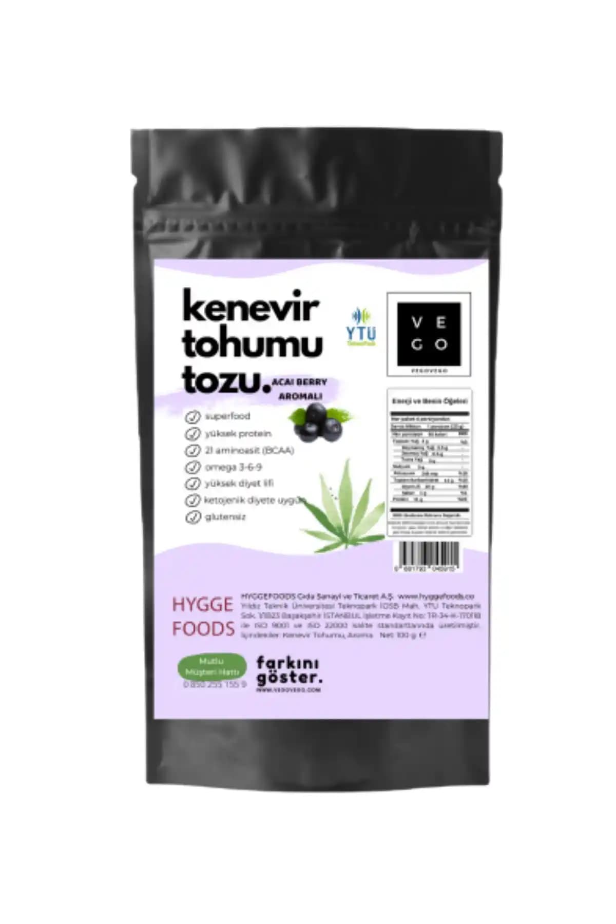 Hyggefoods Vegovego Kenevir Kendir Tohumu Tozu: Yüksek Proteinli Doğal Bitkisel Besin Kaynağı