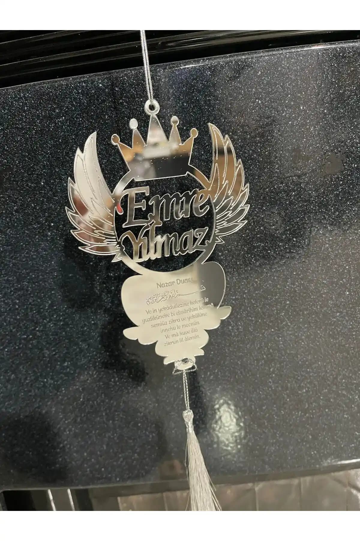 Kişiye Özel Kanatlı Ayetel Kürsi ve Nazar Dualı Dikiz Aynası Süsü Ürün Tanıtımı ve Özellikleri