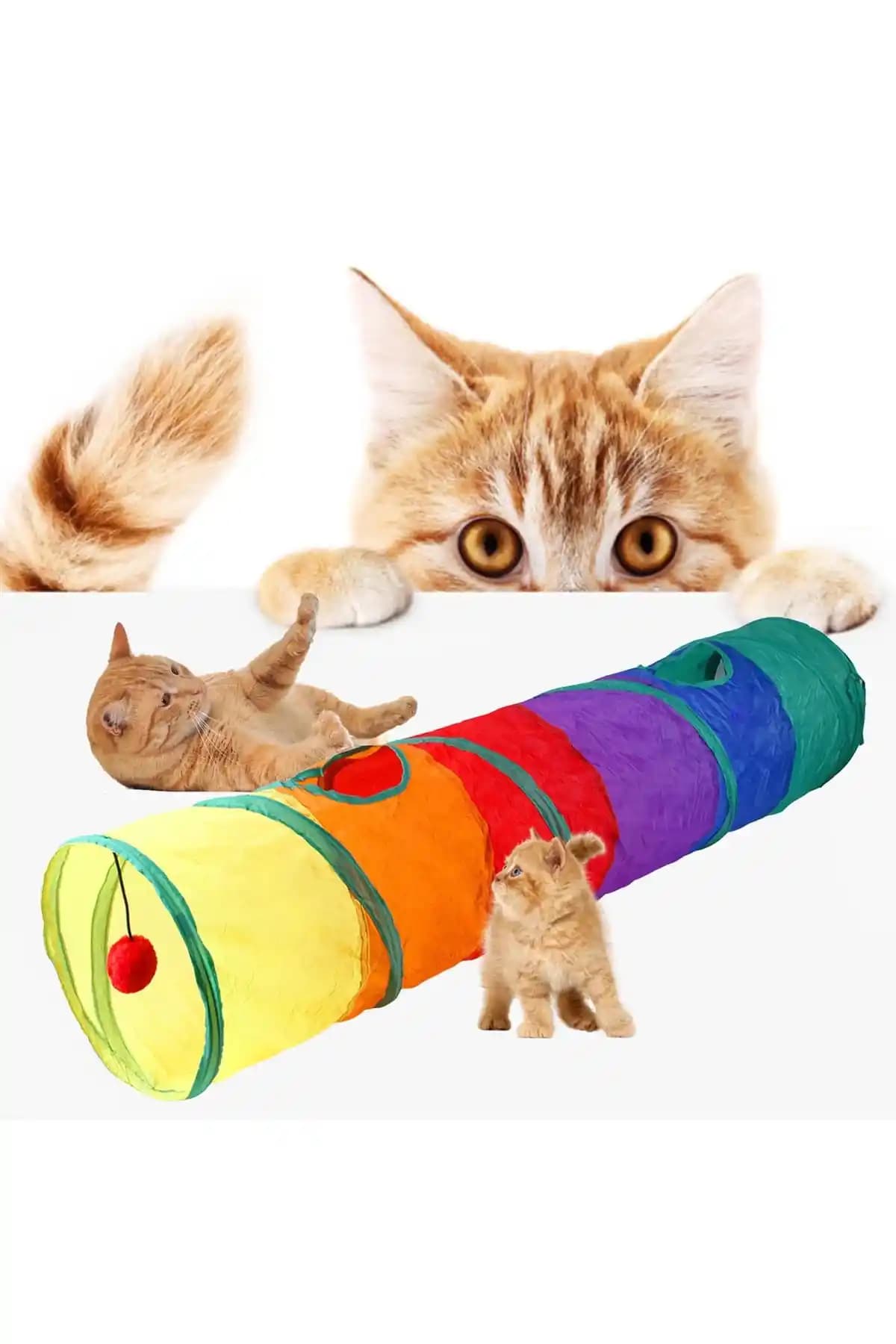 MadPet 120 cm Düz Model Kedi Oyun Tüneli: Dayanıklı ve Güvenli Kedi Eğlence Çözümü