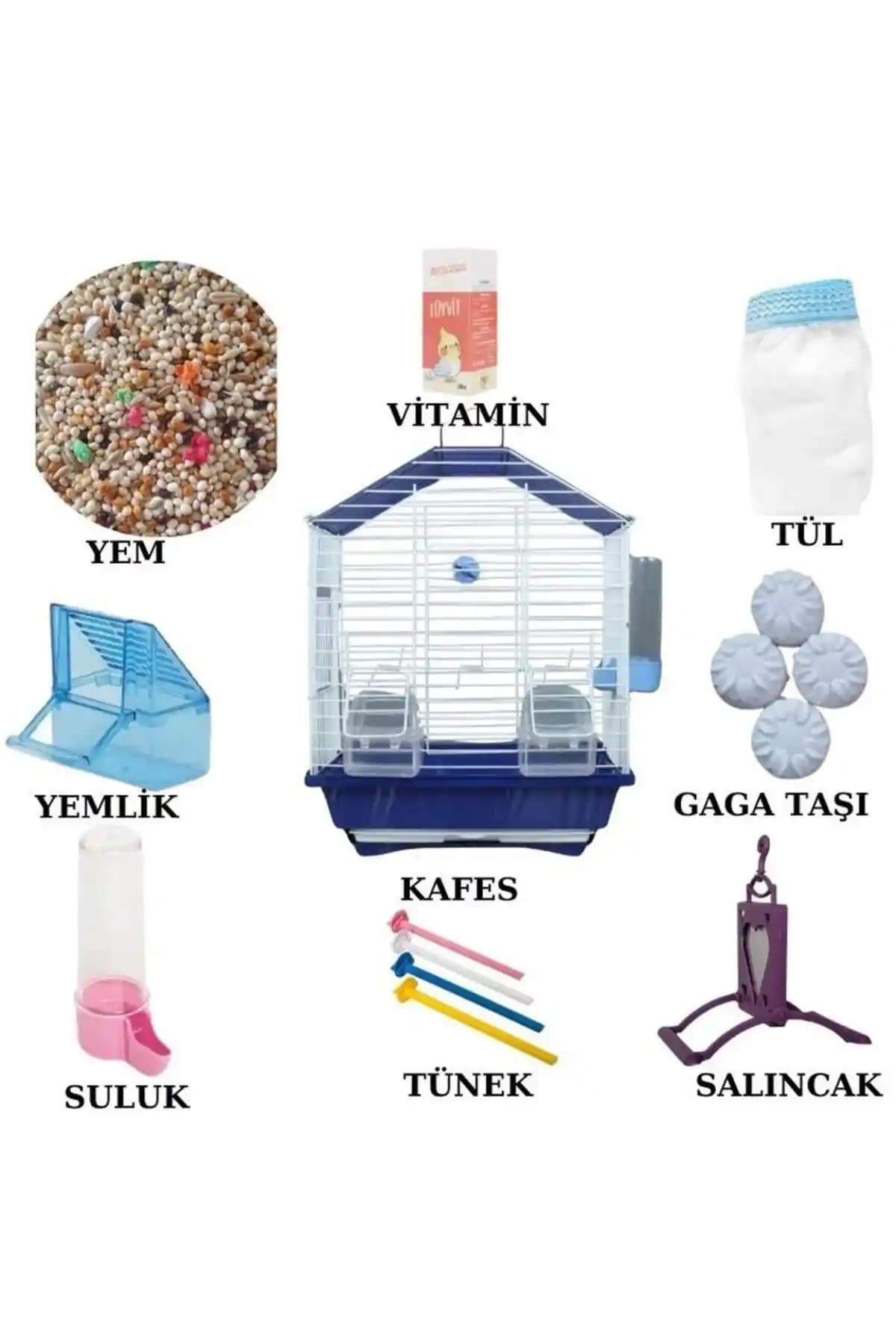 Mavi Kaktüs Evcilhome Premium Kafes Seti: Küçük Kuşlar İçin Geniş ve Fonksiyonel Tasarım