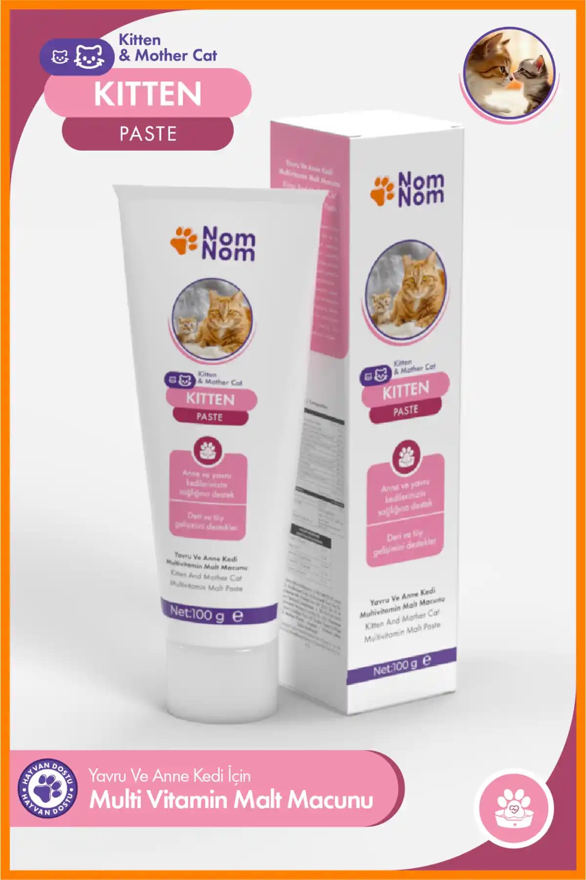 NomNom Kitten Paste Yavru ve Anne Kediler İçin Multivitamin Malt Macunu 100 gr