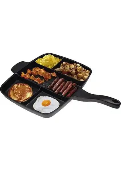 Nurgaz Campout Granit 5 Gözlü Döküm Tava: Çok Yönlü ve Sağlıklı Pişirme Çözümü