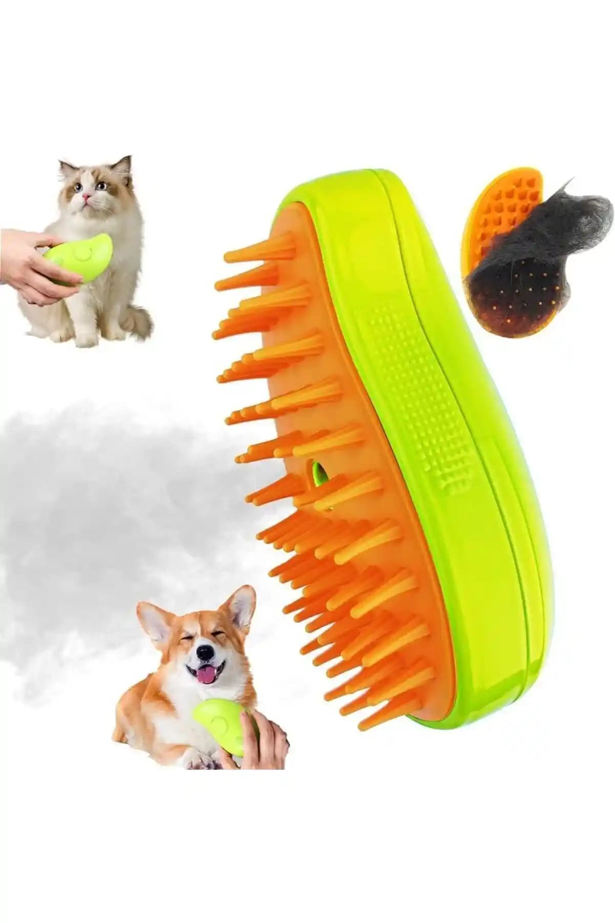 PETS HOME Buharlı Kedi ve Köpek Yıkama Fırçası Tarağı ile Tüy Bakımını Kolaylaştırın