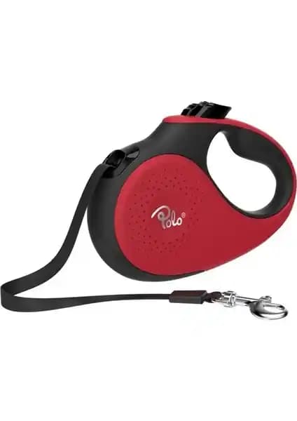 Polo Prestige Makaralı Otomatik Köpek Tasma 4M 10KG Kırmızı Siyah Ergonomik ve Dayanıklı Tasarım