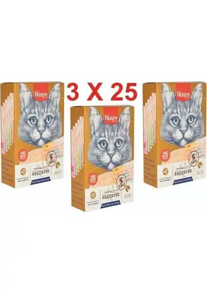 Wanpy Hüptrik Sıvı Kedi Ödülleri 75 Adet Karışık Tatlar ile Sağlıklı Beslenme