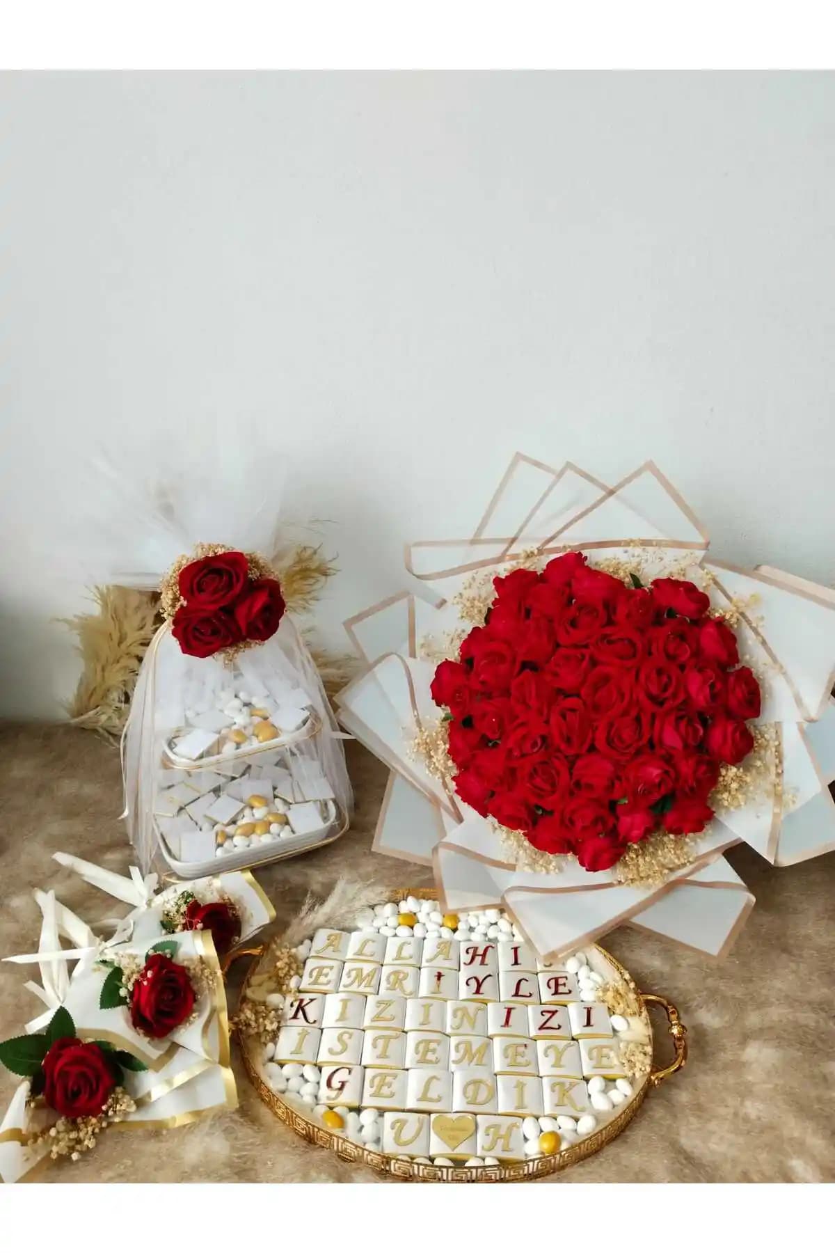 ZEKAAVM Kız İsteme Çikolatası ve Çiçek Seti: Düğün ve Özel Anlar İçin Zarif Seçenekler