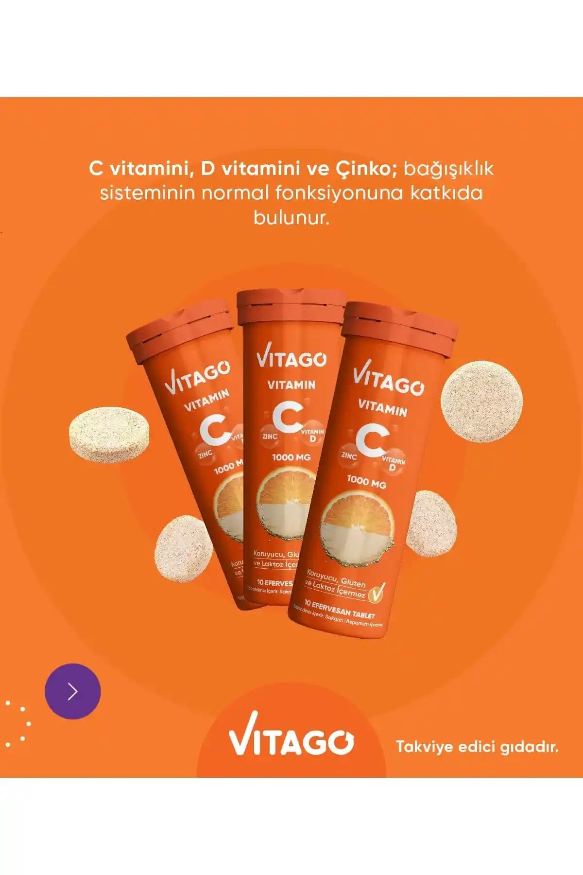 Vitago 3'lü C Vitamini Efervesan: Günlük Bağışıklık Destekleyici ve Pratik Takviye Seçeneği