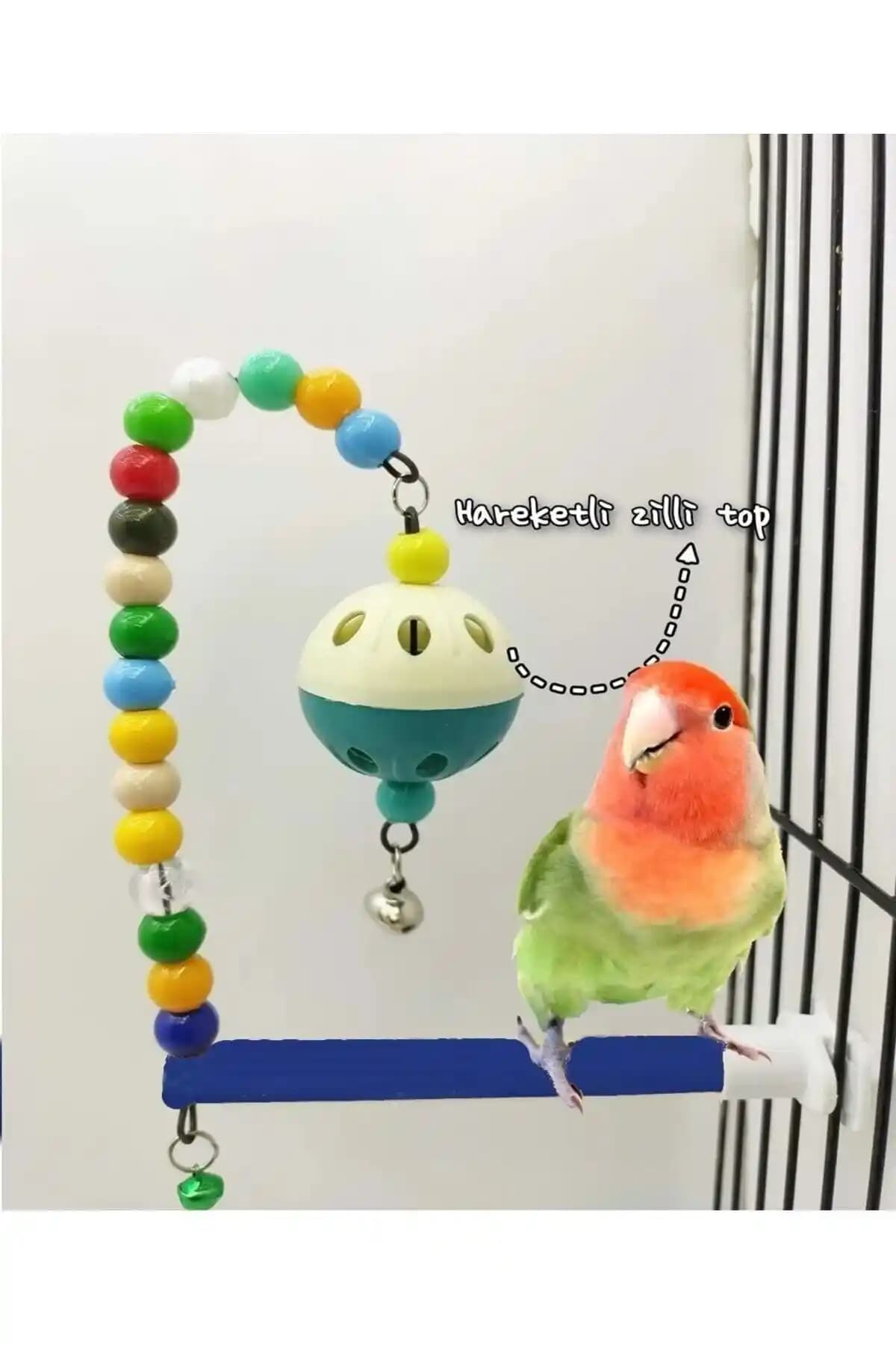 AlyaPetWorld Tünekli Zilli Kuş Oyuncağı: Muhabbet Kuşu ve Sultan Papağanı İçin Stres Azaltıcı