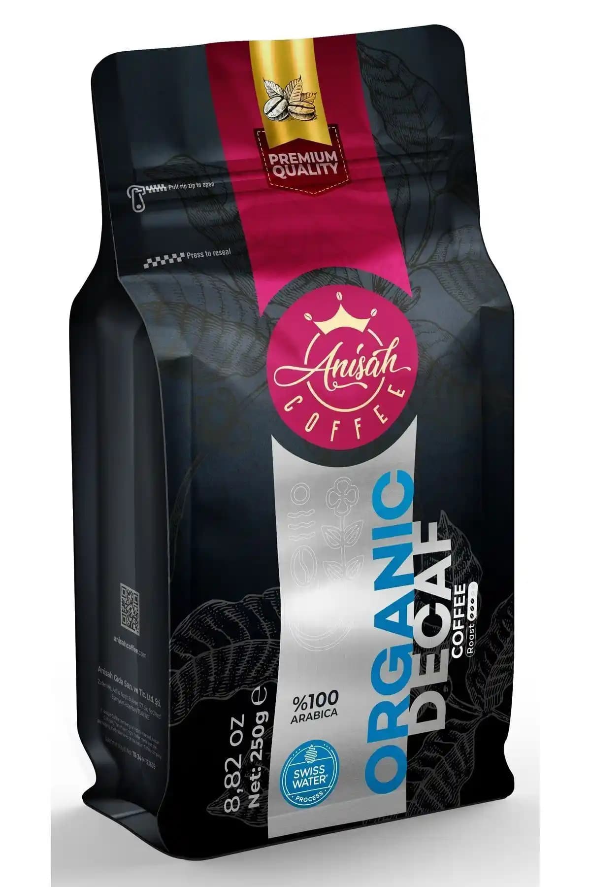 Anisah Coffee Decaf %100 Arabica Kafeinsiz Orta Kavrulmuş Organik Kahve 250G