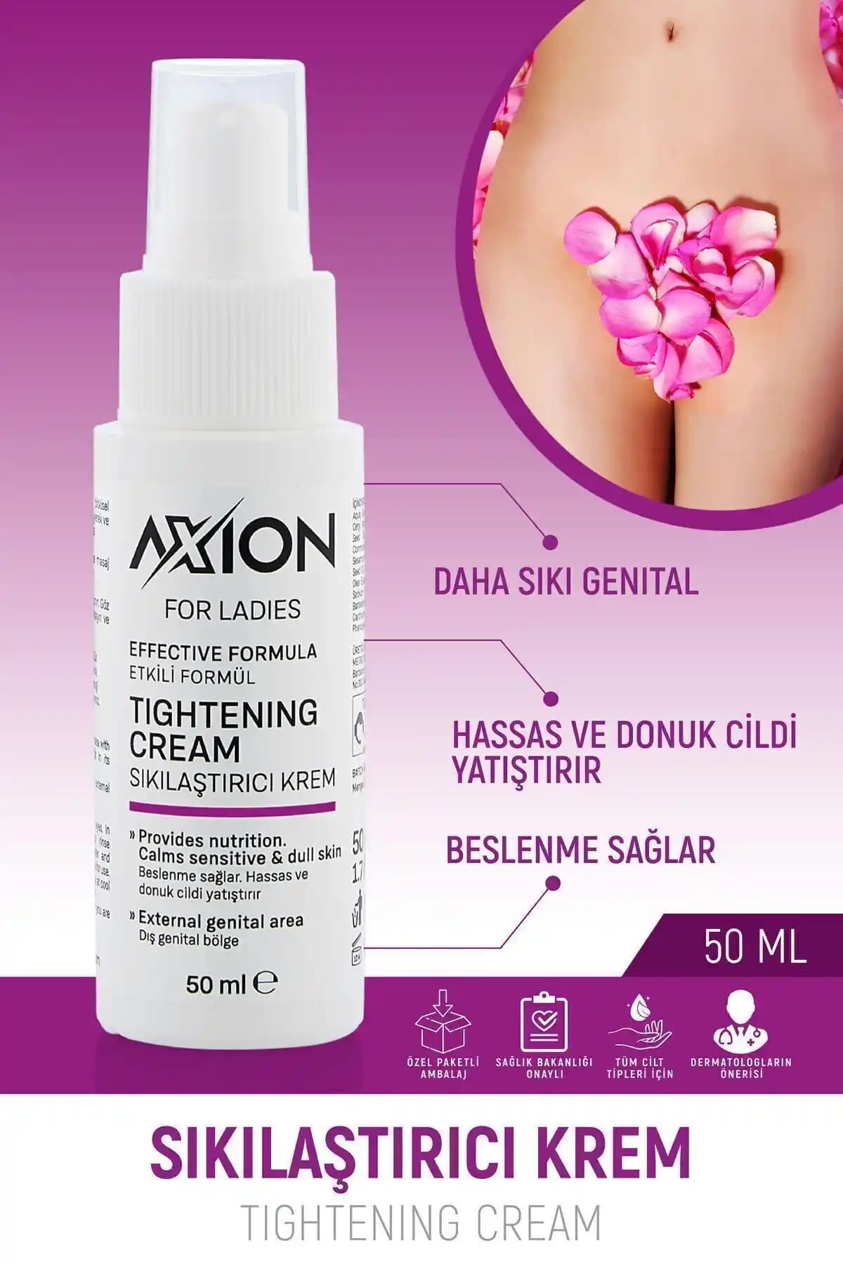 AXION Sıkılaştırıcı Krem Genital Bölge İçin Elastikiyet ve Sıkılaşma Sağlar