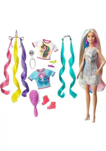 Barbie Rengarenk Saçlar Bebeği: Denizkızı ve Tek Boynuzlu At Temalı Yaratıcı Oyuncak