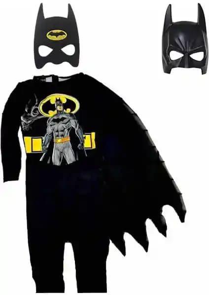 Batman Yarasa Adam Erkek Çocuk Kostümü Pelerinli ve İki Maskeli Model