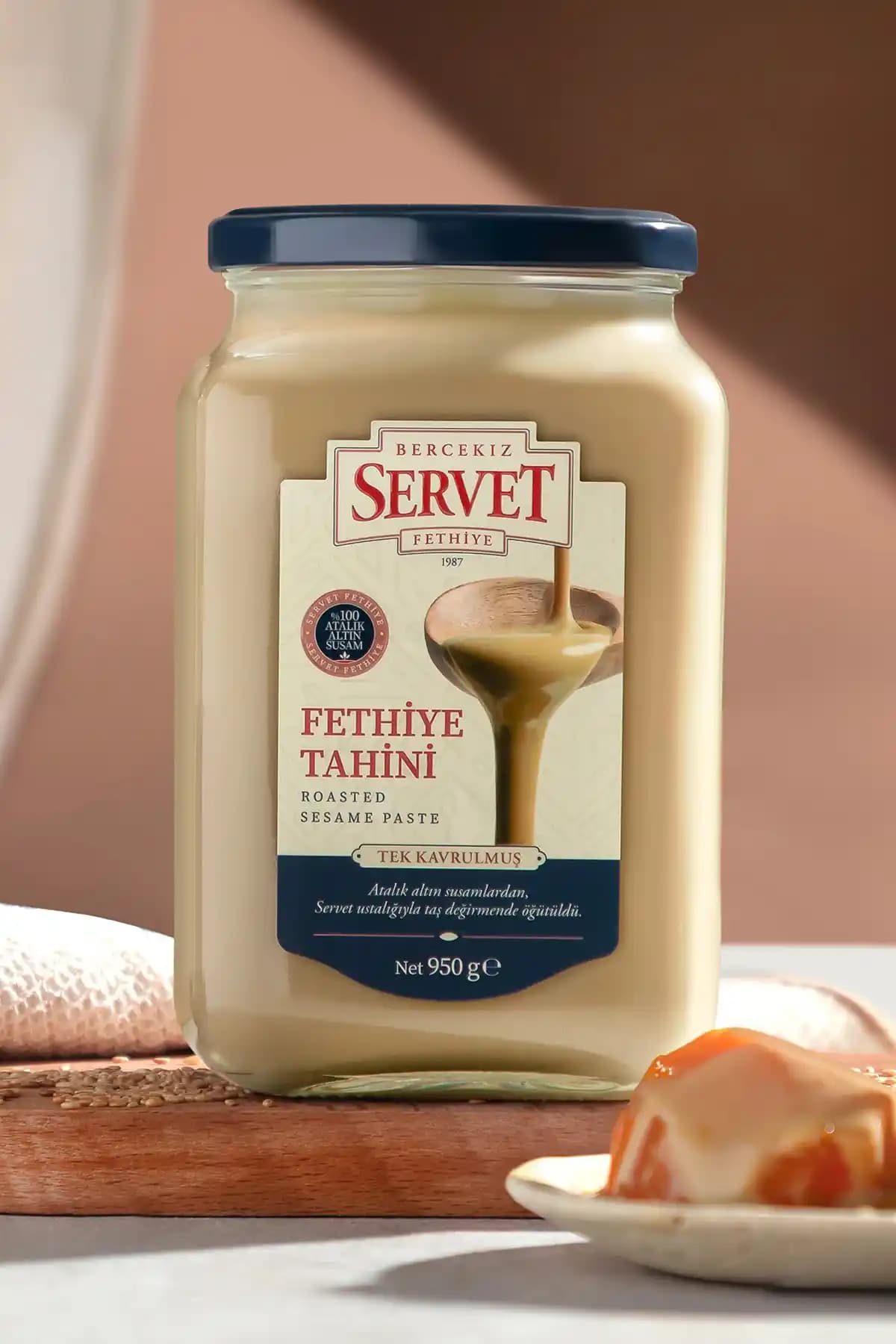 Bercekiz Servet Şekerleme Tek Kavrulmuş Taze Fethiye Tahini - Doğal ve Katkısız 950 gr