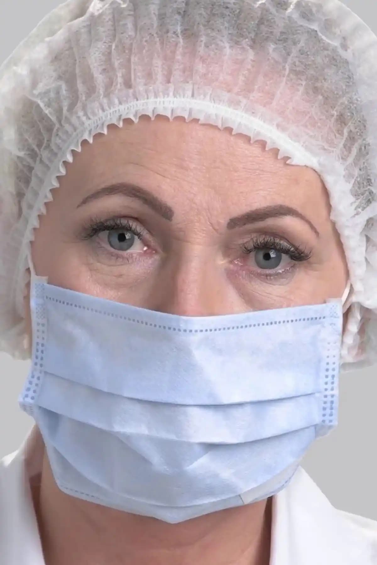 Beyaz Bone 100 Adet Çift Lastik Büyük Ebat Hava Geçirgen Tek Kullanımlık Bone