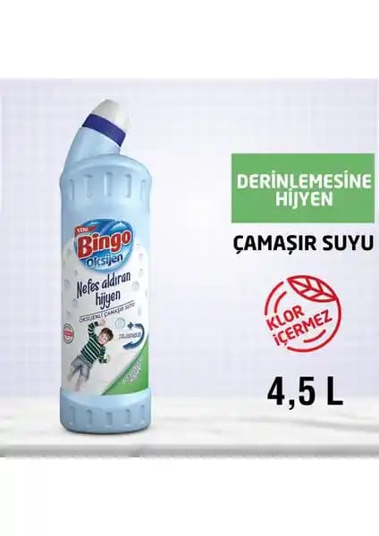 Bingo Oksijen Çamaşır Suyu 750 ml 6'lı Ekonomik Paket ile Derinlemesine Hijyen ve Renk Koruma