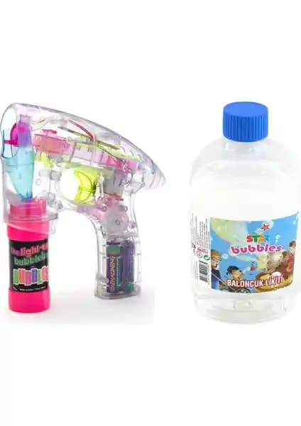 Can Toys Köpük Tabancası Işıklı Pilli Baloncuk Oyuncak ve 500 ml Solüsyon