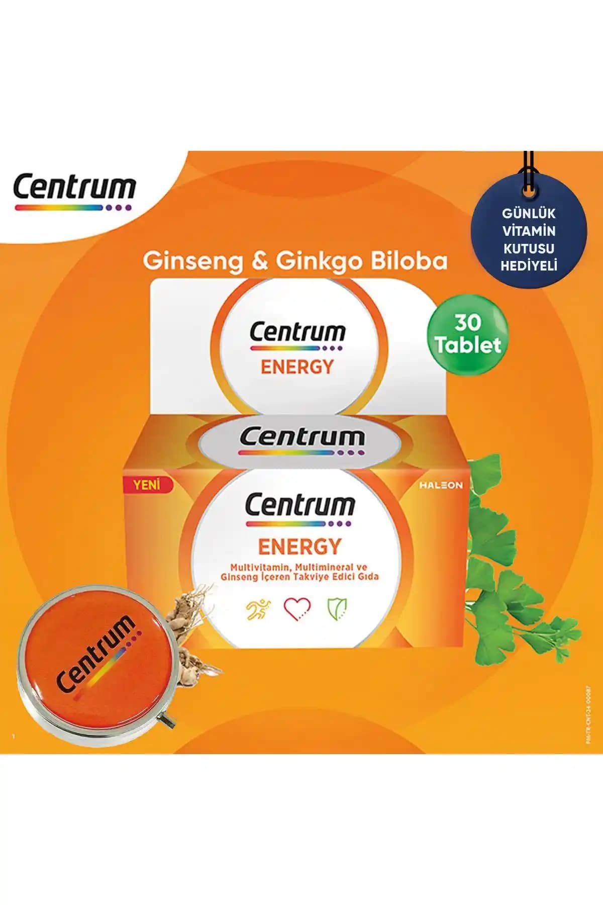 Centrum Energy Multivitamin 30 Tablet ve Günlük Vitamin Kutusu ile Enerji Desteği