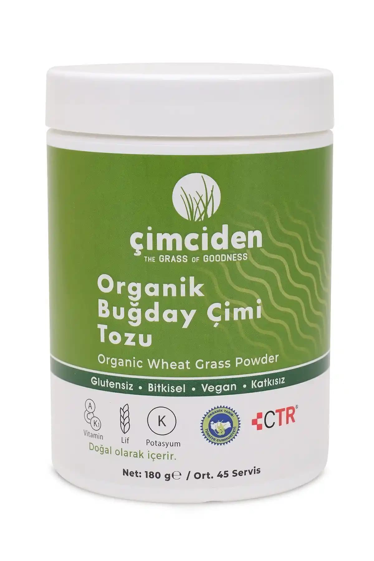 Çimciden Organik Buğday Çimi Tozu 180 gr - Doğal ve Sağlıklı Besin Takviyesi
