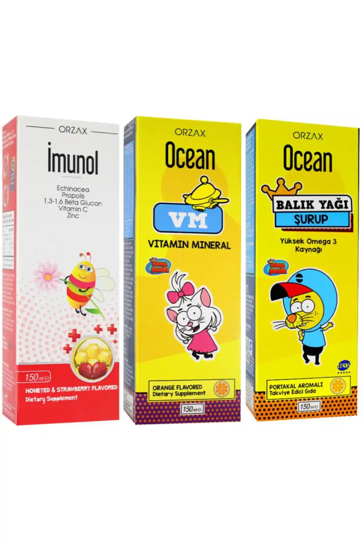 Çocuklar için İMUNOL ve Ocean Portakallı Vitamin Mineral & Balık Yağı Şurup Avantaj Paketi