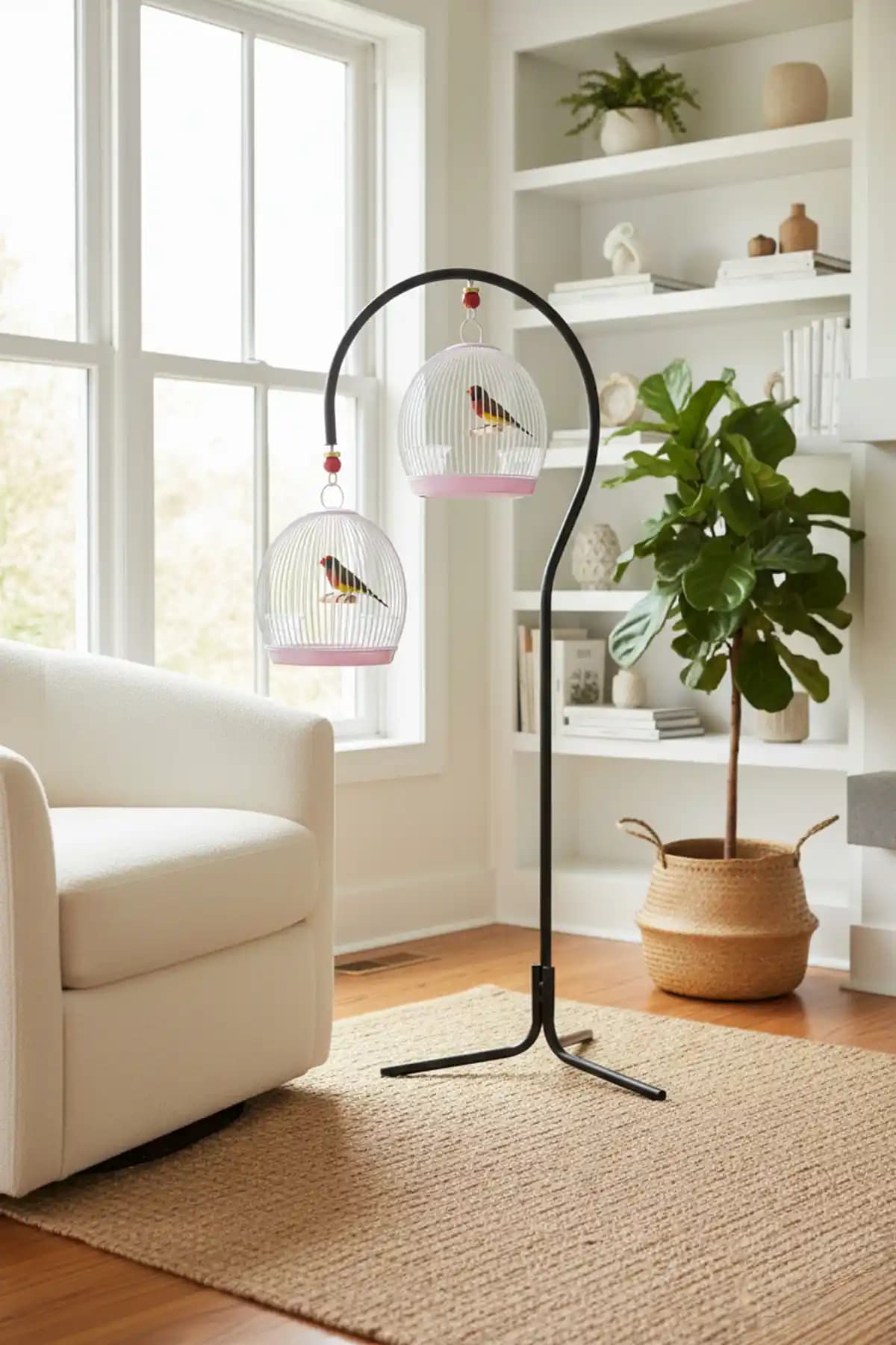 Depolife Ayaklı Kuş Kafes Askısı Siyah Renk Tek Kapılı Fonksiyonel Tasarım