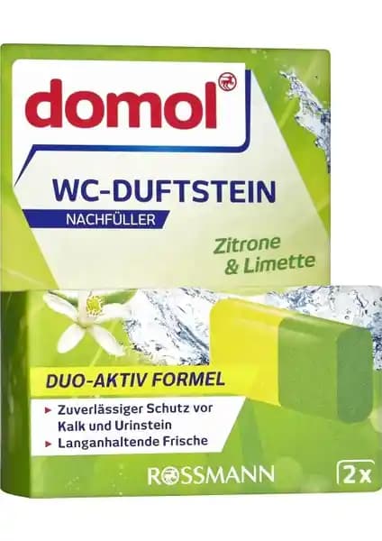 Domol WC Kokusu Blok 2 x 40 gr Yedek Limon ile Uzun Süreli Tuvalet Ferahlığı