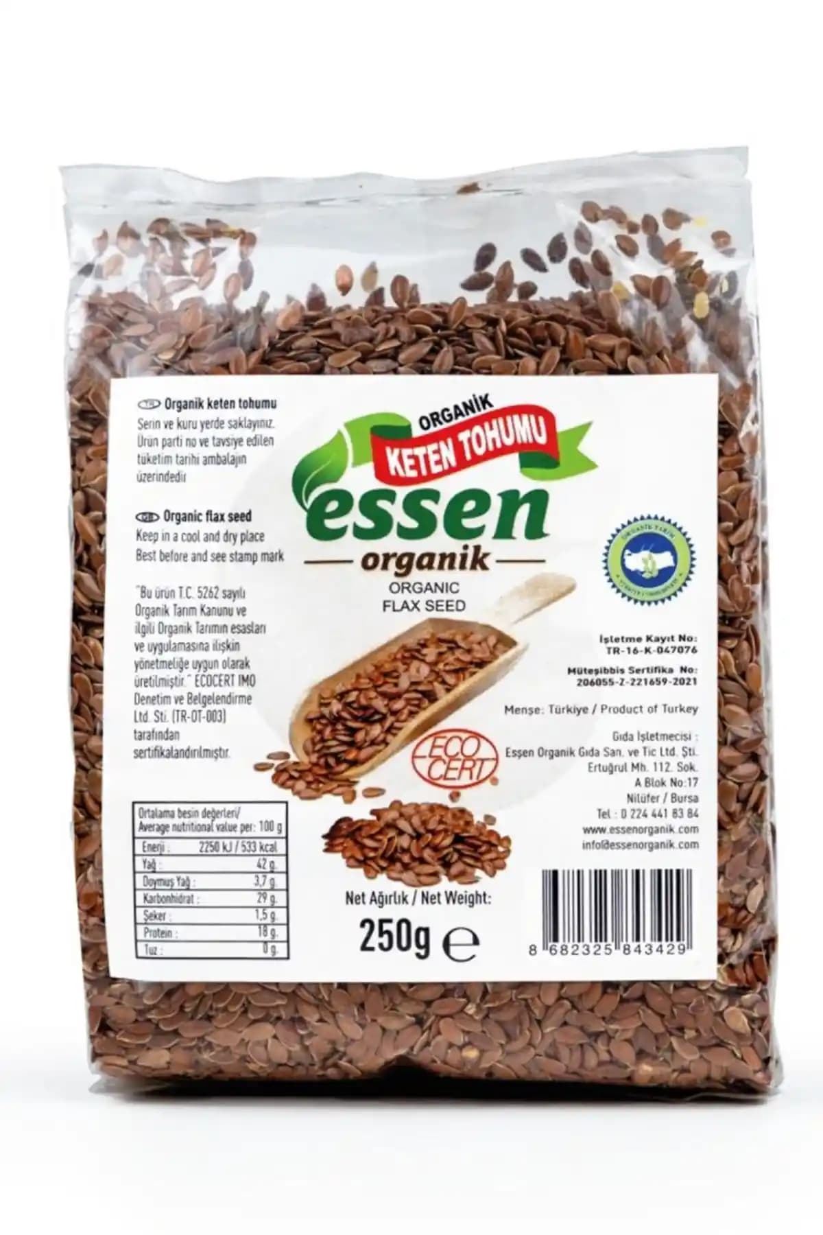 Essen Organik Keten Tohumu 250 gr: Sağlıklı Yaşam İçin Doğal ve Sertifikalı Besin Kaynağı