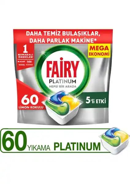 Fairy Platinum Limon Kokulu Bulaşık Makinesi Deterjanı Tablet 60 Yıkama Etkili Temizlik