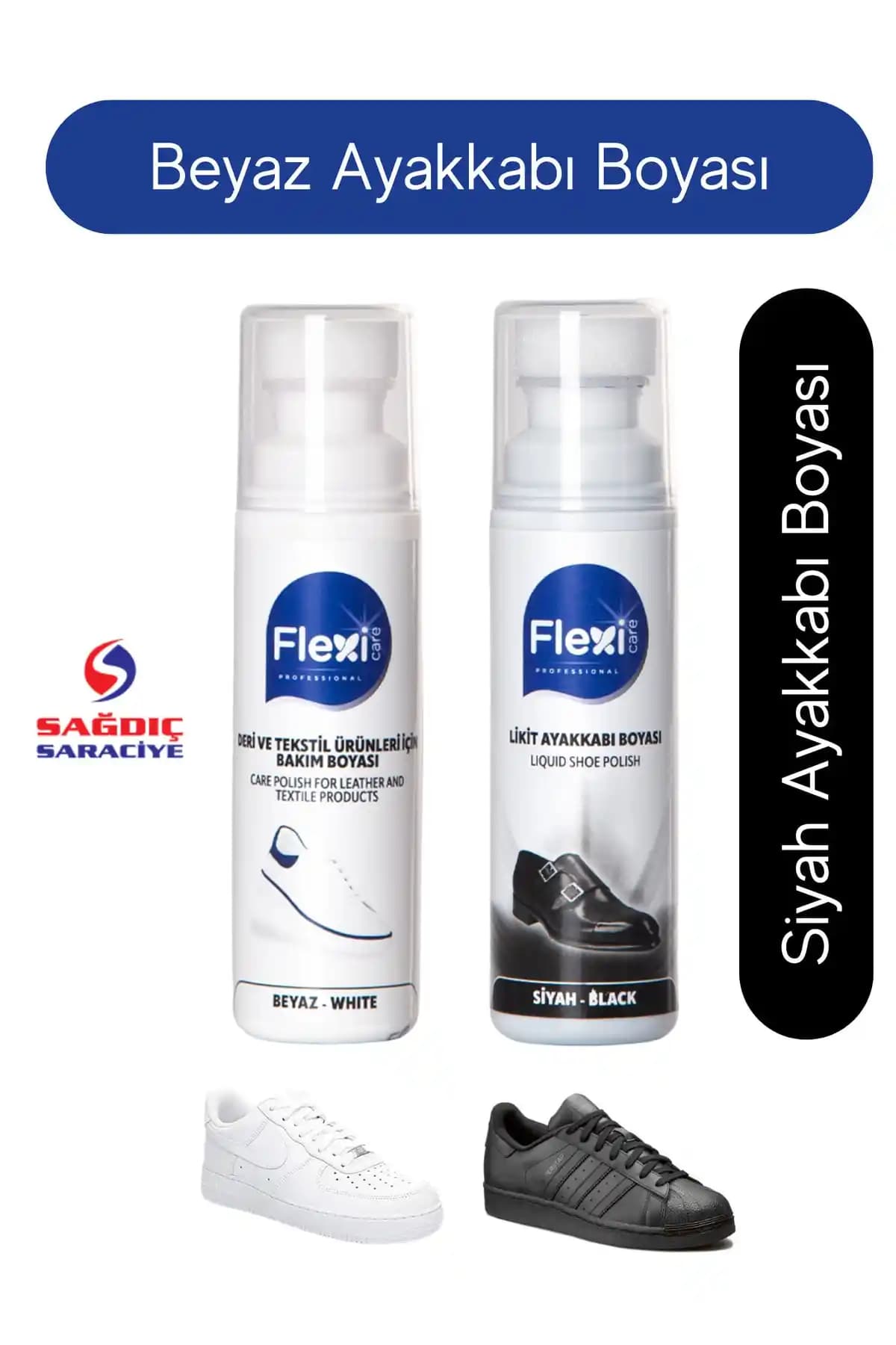 FLEXİCARE Flexi Spor Beyaz ve Siyah Deri Ayakkabı Boyası ile Etkili Renk Yenileme ve Bakım