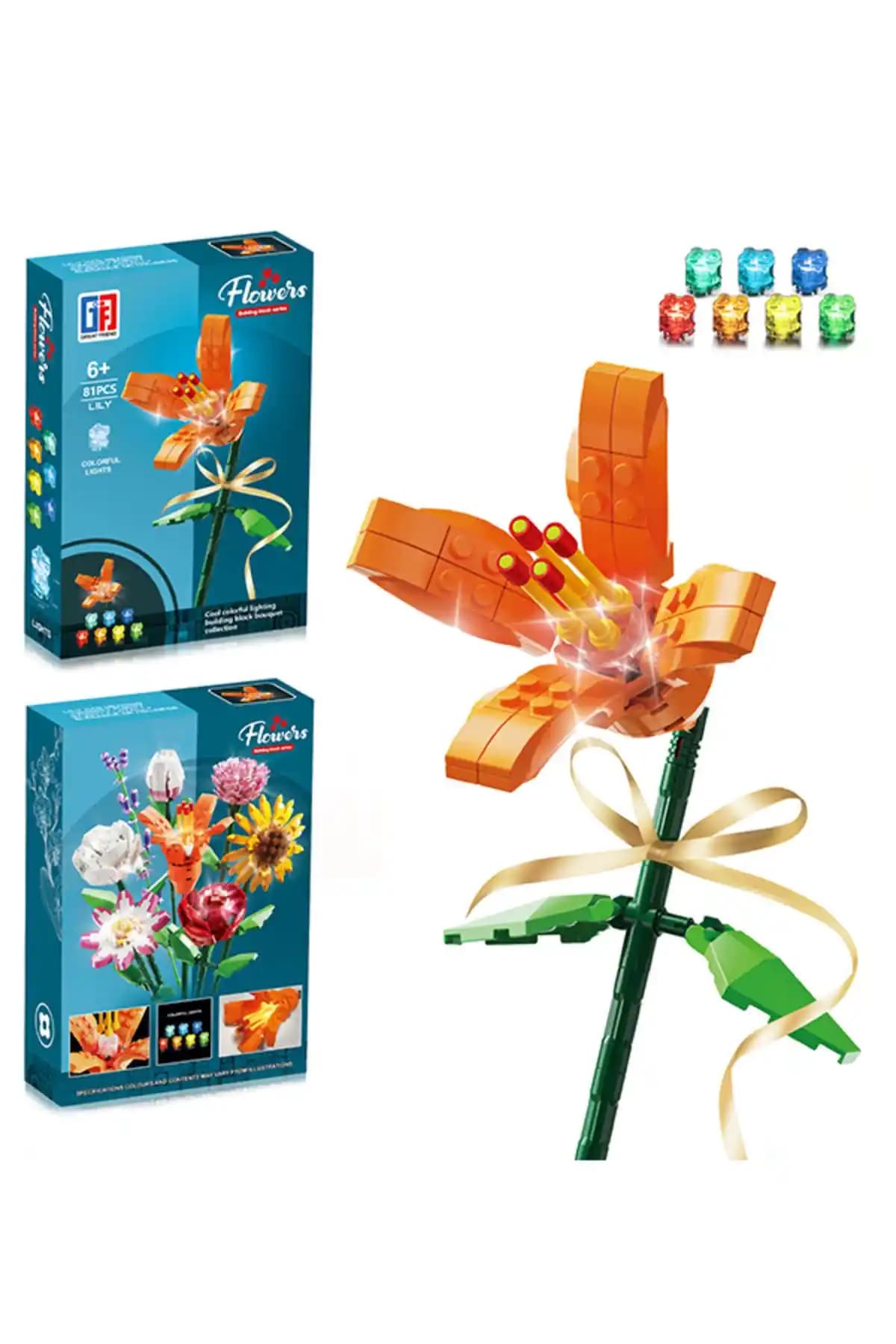Gokidy Renkli Işıklı Blok Çiçek Zambak: Estetik ve Fonksiyonel Dekoratif Set