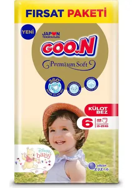Goo.N Premium Soft 6 Numara Süper Yumuşak Külot Bebek Bezi 48 Adet Fırsat Paketi