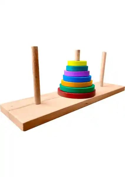 Hamaha Eğitici Ahşap Oyuncak: Çocuklar İçin Ahşap Hanoi Kuleleri Zeka Oyunu