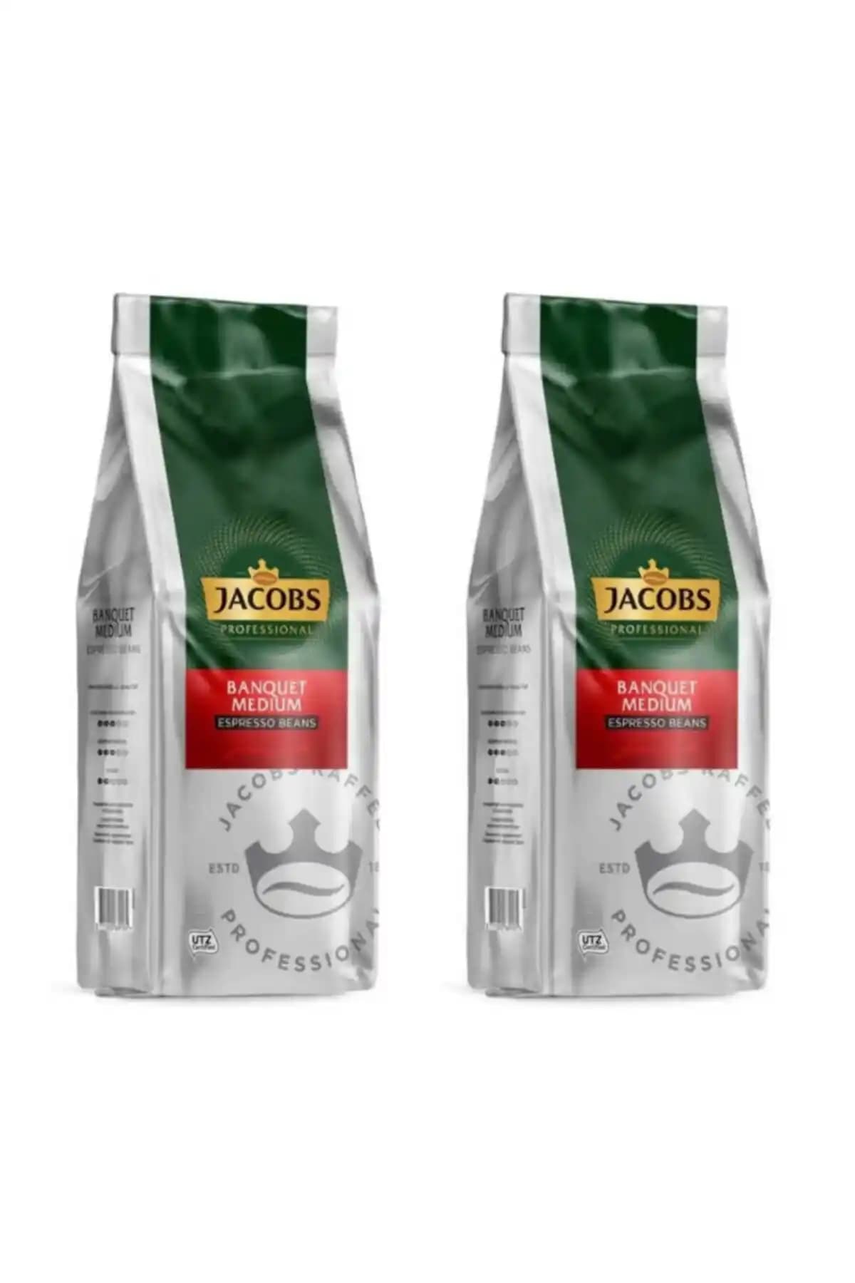 Jacobs Banquet Medium Espresso Çekirdek Kahve 1000 Gr x 2 Paket - Orta Kavrulmuş Dengeli Tat