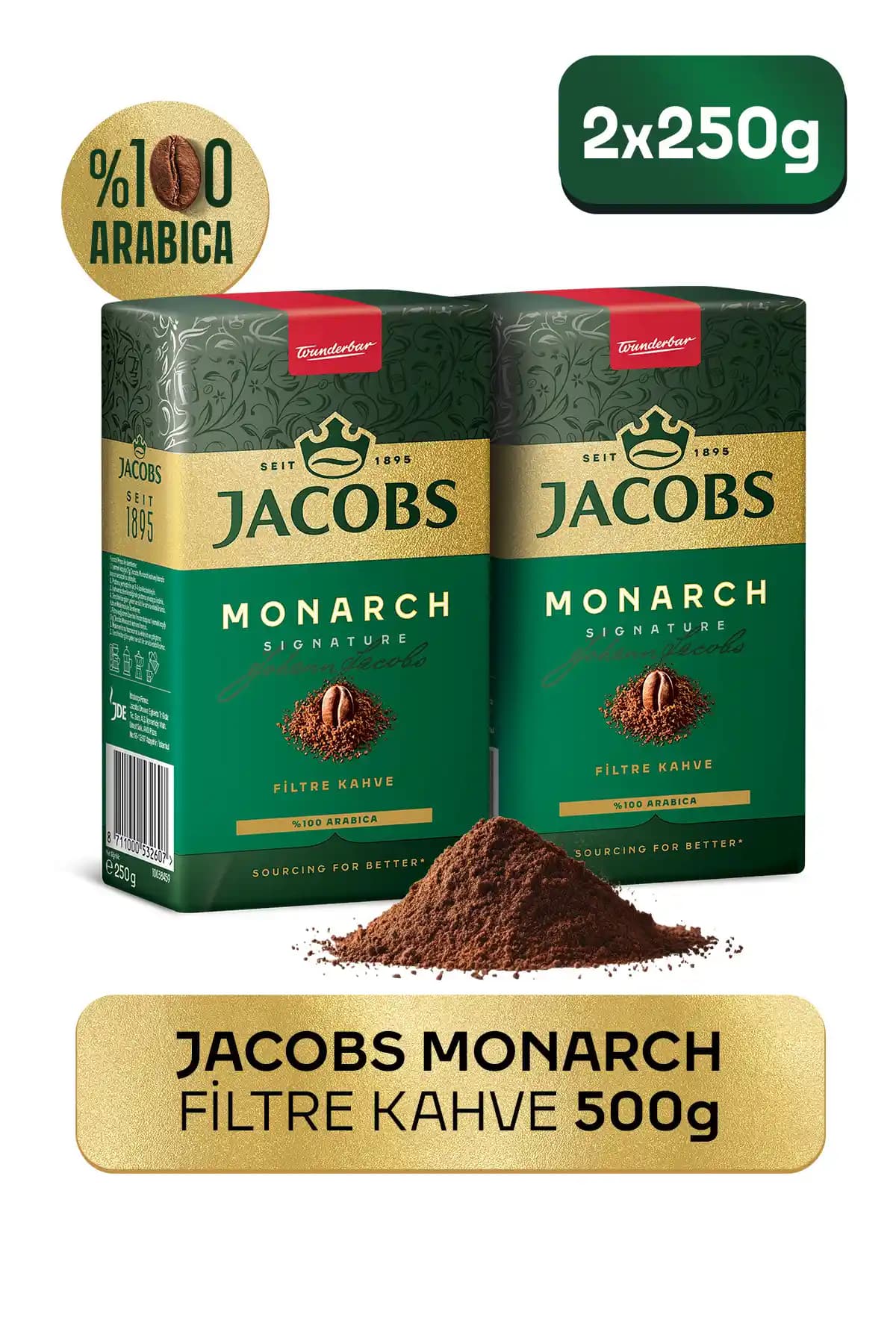 Jacobs Monarch Filtre Kahve 250 gr x 2: Zengin Aroma ve Dengeli Asiditeyle Orta Yoğunlukta Kahve
