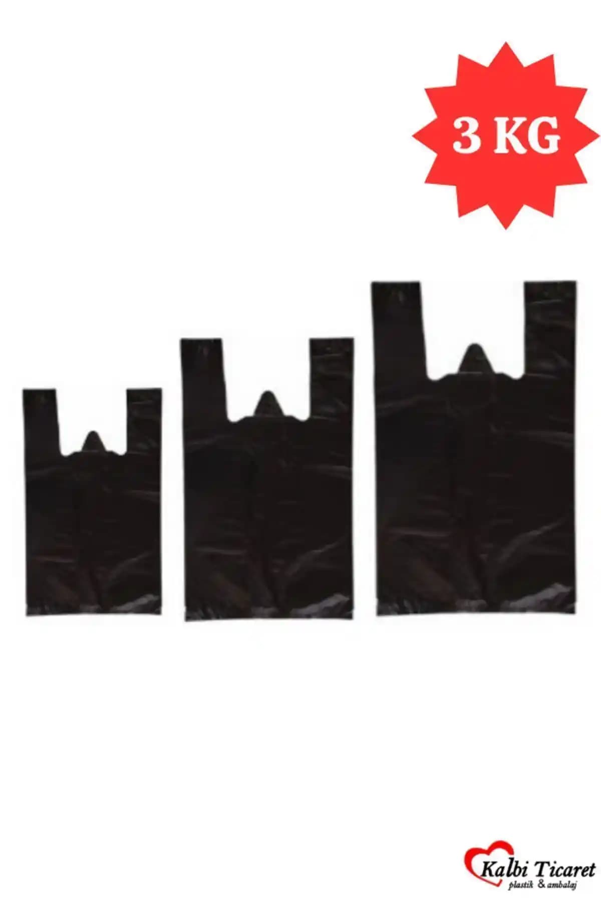 Kalbi Ticaret Siyah Kalın Poşet 3'lü Set: Dayanıklı ve Çok Yönlü Taşıma Çözümü