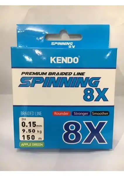 Kendo Premium 8 Örgü 0.15 mm 150 mt Elma Yeşili Spin Avı Misinası Dayanıklı ve İnce