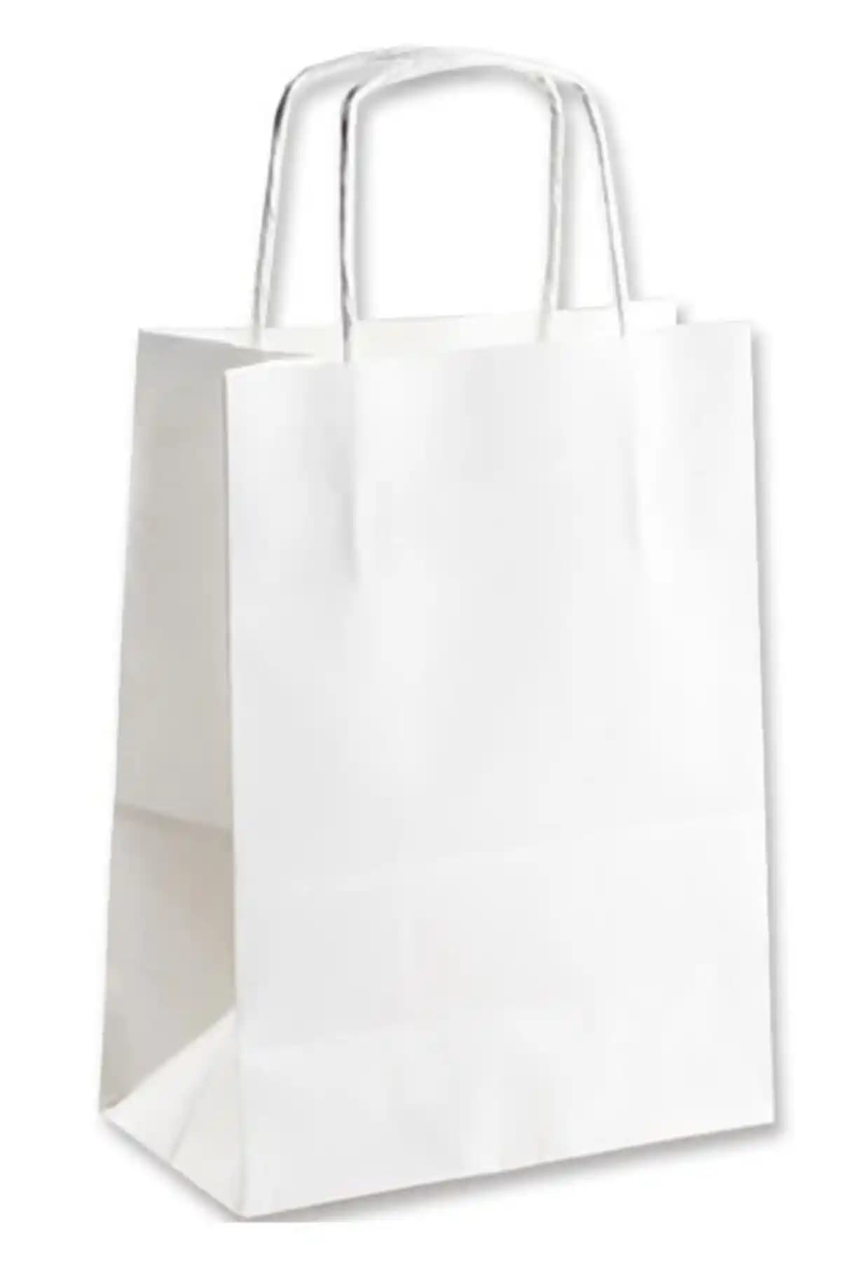 Kraft Beyaz Çanta 18x8x24: Dayanıklı ve Estetik Kağıt Poşet Paket Servis İçin