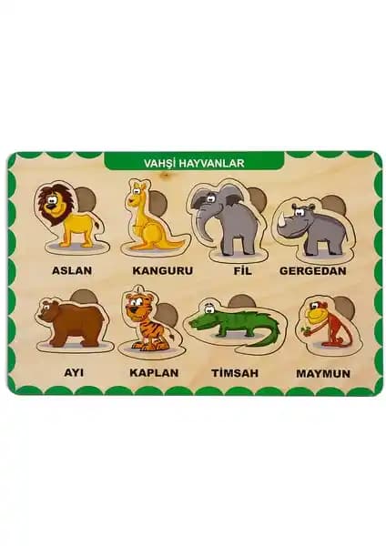 Maketçiniz Vahşi Hayvanlar Bul - Tak: Eğitici ve Dayanıklı Ahşap Puzzle Seti