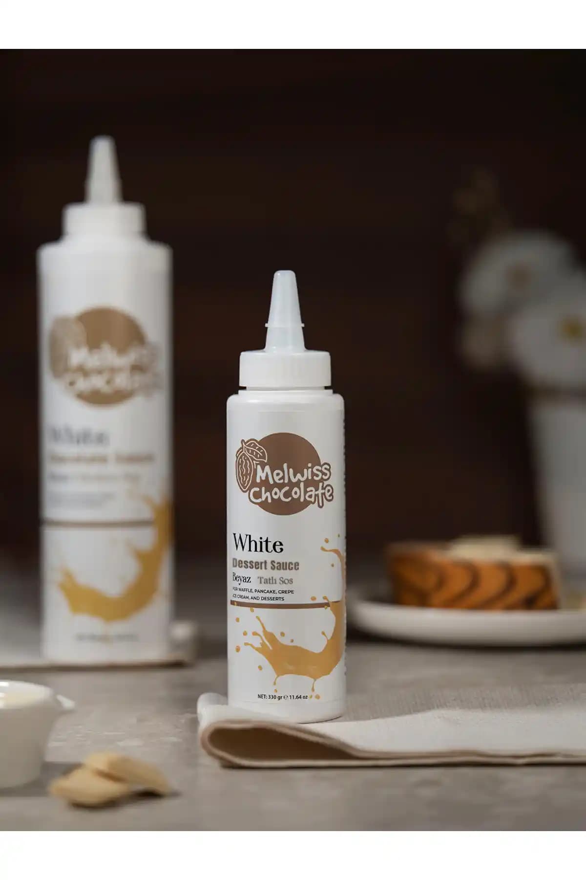 Melwiss Chocolate Beyaz Tatlı Sos 330gr: Waffle, Krep ve Pankek İçin Akışkan Beyaz Çikolata Aromalı Sos