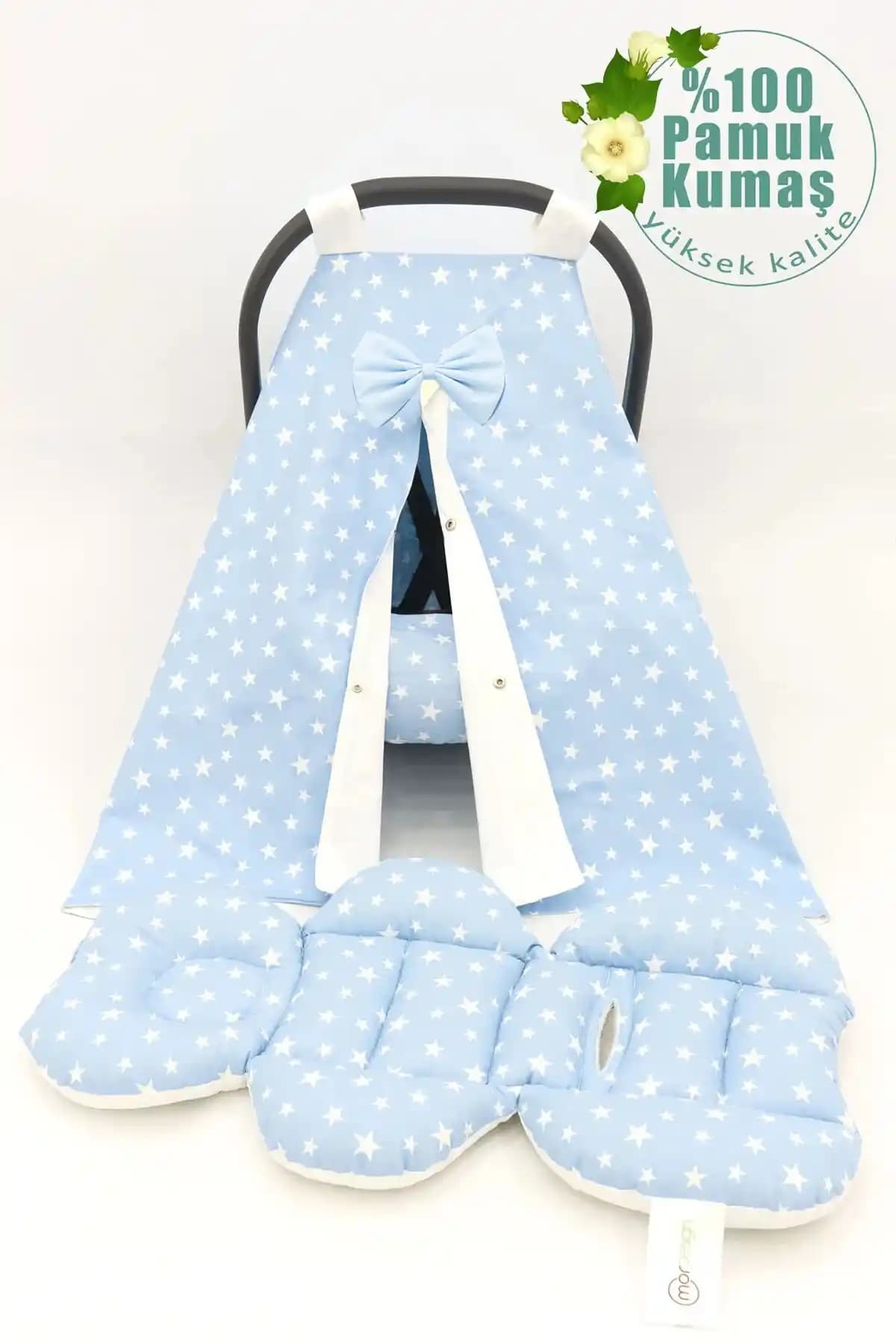 Mordesign Stars Serisi %100 Pamuk Ortopedik Bel Destekli Puset Minderi Seti