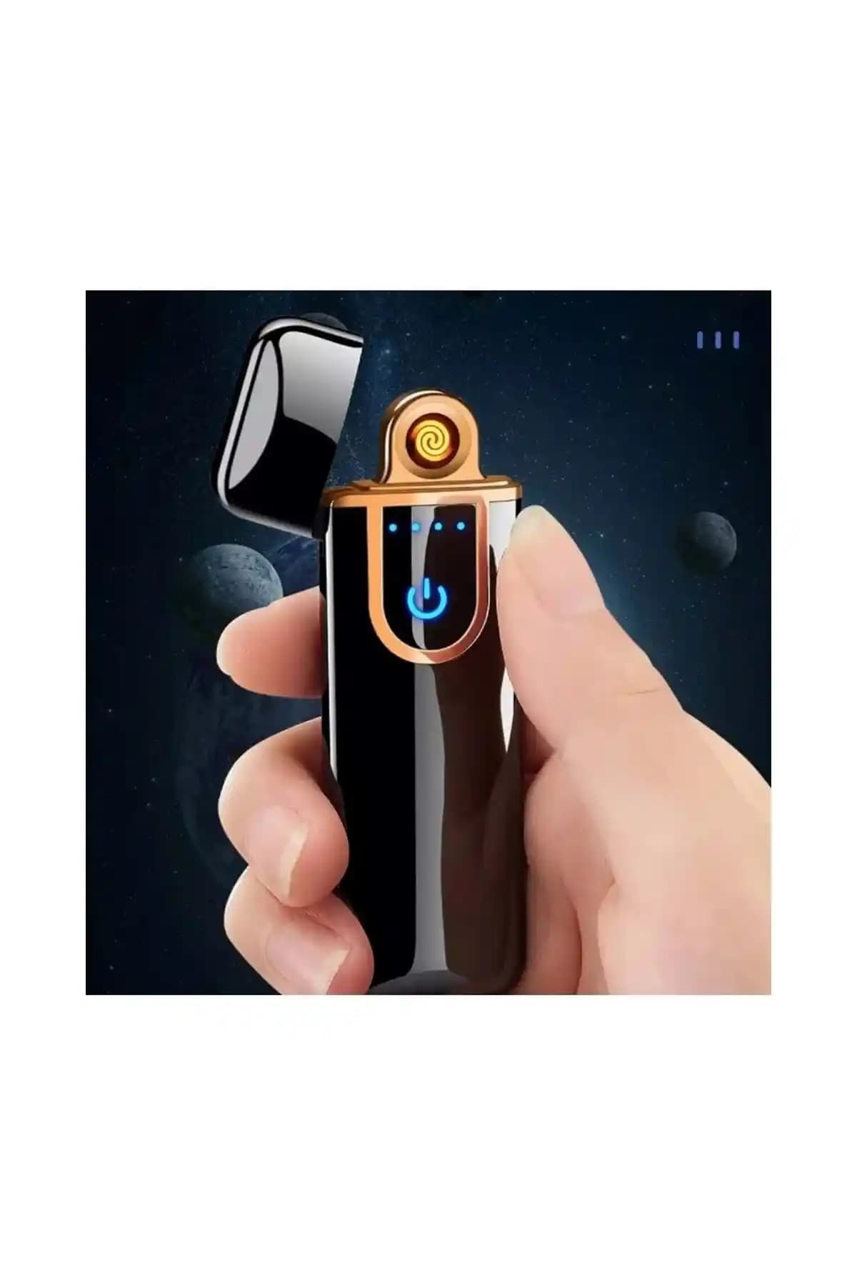 Nanopro Çift Taraflı Elektrikli Slim USB Şarjlı Siyah Çakmak ile Modern Fonksiyonellik