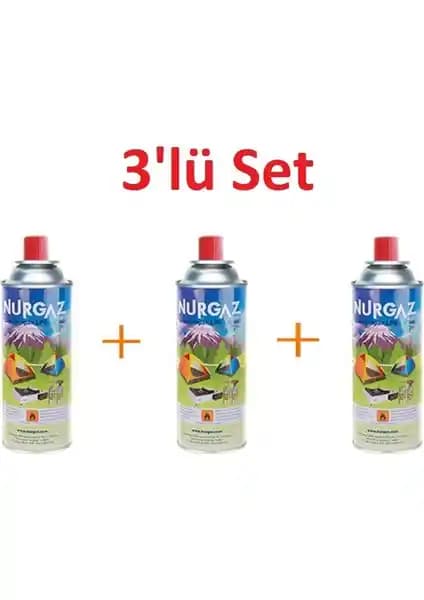 Nurgaz 220 gr 3 Lü Valfli Kamp Gaz Kartuşu - Güvenilir ve Pratik Enerji Kaynağı