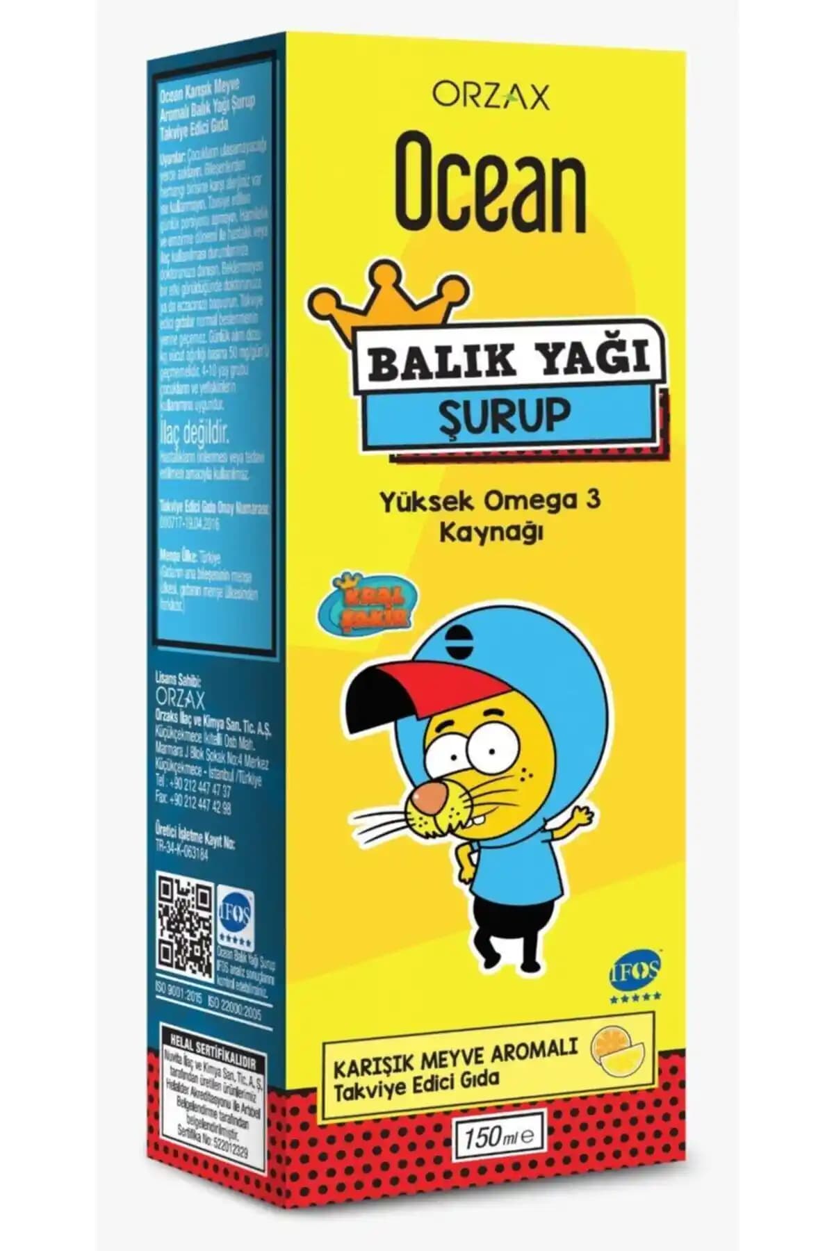 Ocean Tutti Frutti Karışık Meyve Aromalı Balık Yağı Şurup 150 ml - Çocuk Gelişimi İçin Omega-3 Takviyesi