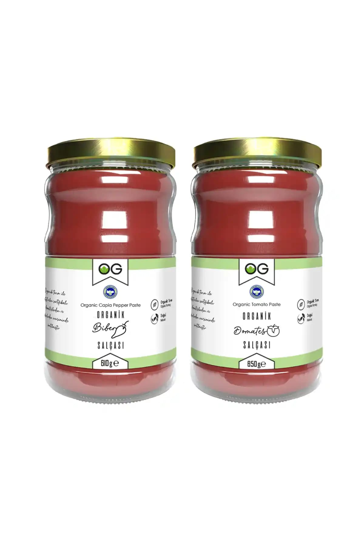 OG natural Organik Domates ve Biber Salçası Seti - Doğal, Katkısız ve Tuzsuz Lezzet