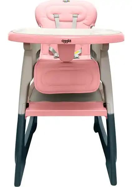 Oggia Çok Fonksiyonlu Pembe Mama Sandalyesi ve Masa-Sandalye Takımı 6 Ay-4 Yaş