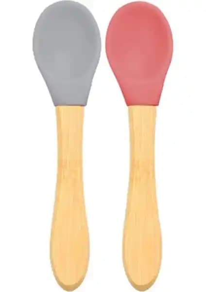 OiOi Bambu Saplı Silikon Kaşık 2'li Set: Sağlıklı ve Ergonomik Bebek Kaşığı Seçeneği