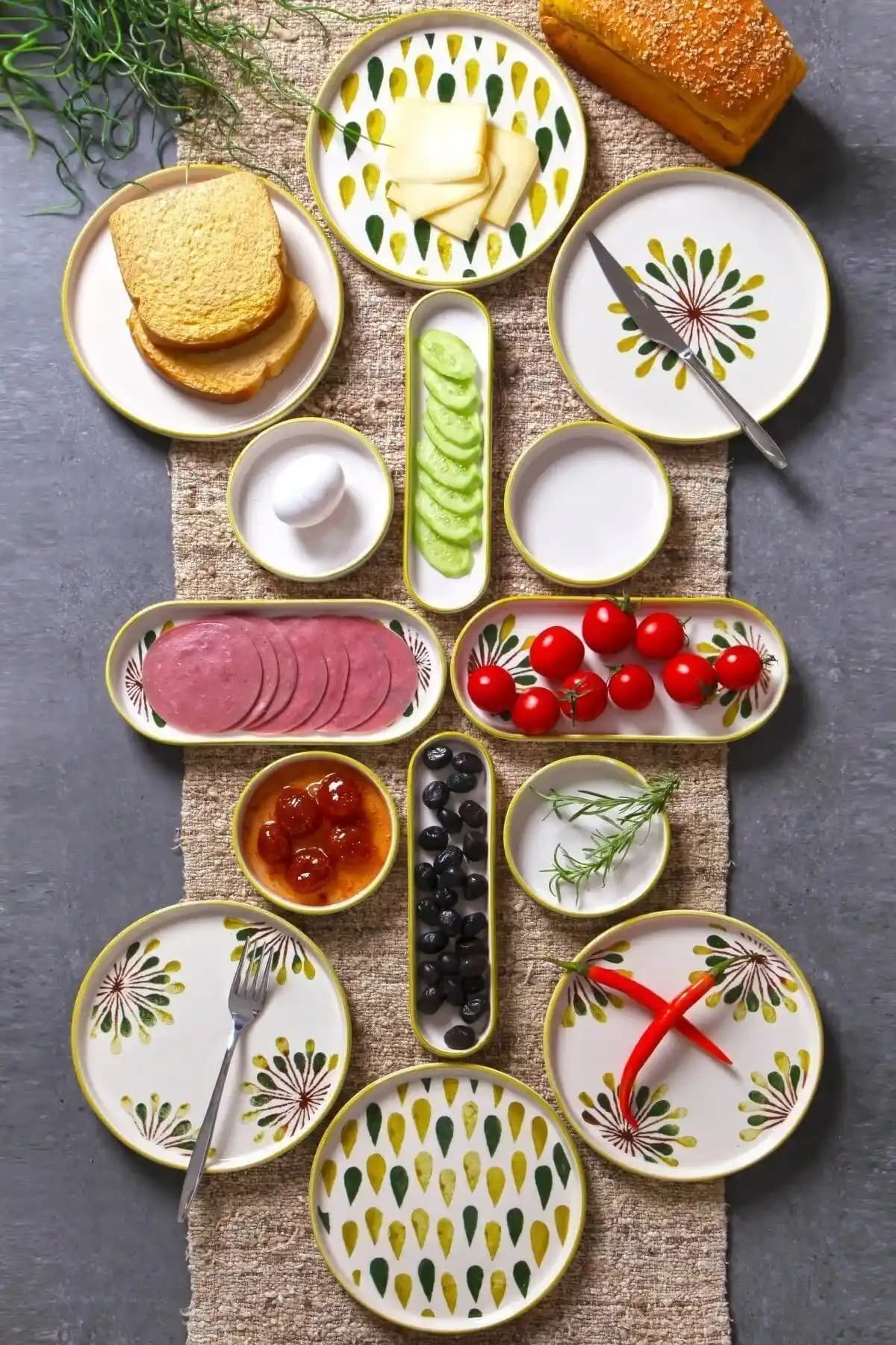 Open Home Concept 14 Parça 6 Kişilik Lüx Kahvaltılık Sunum Seti - Dayanıklı ve Estetik Tasarım