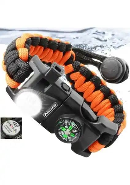 Orcamp Paracord Hayatta Kalma Bilekliği: Çok Fonksiyonlu Doğa Güvenlik Aracı