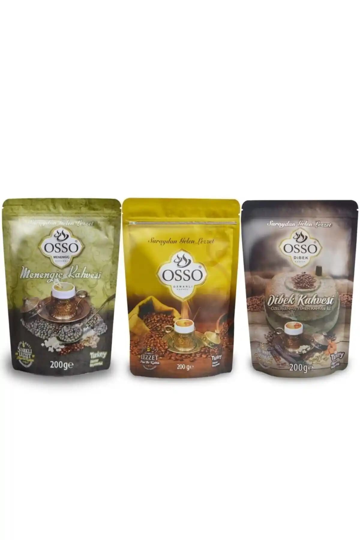OSSO KAHVE 3'lü Paket: Dibek, Menengiç ve Osmanlı Kahvesiyle Zengin Türk Kahve Deneyimi